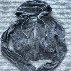 Out From Under (Urban Outfitters) Grey Heather Cropped Zip-Up